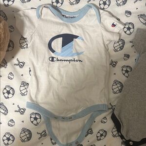 Champion White and Blue Baby Bodysuit